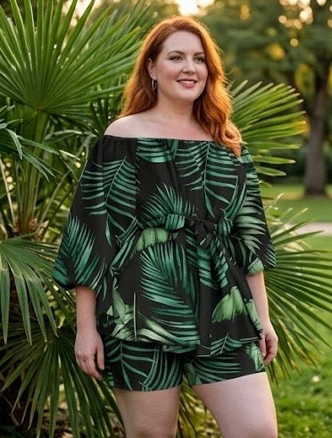 Rooted in intention. The Botanical Breakthrough Canopy Set wraps you in bold tropical energy-dark, lush, and undeniably elevated. This is resort wear with a point of view.&nbsp;