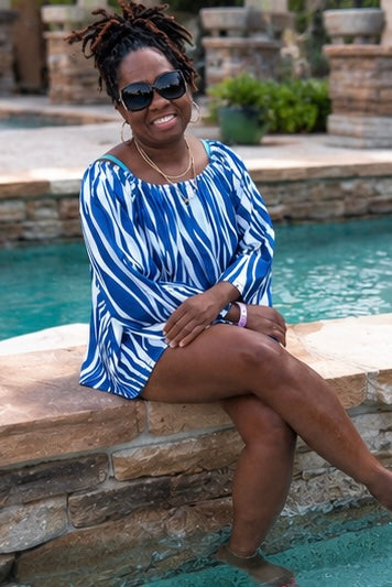 Current Two-Piece Set | Off-Shoulder Peplum Top & Biker Shorts
