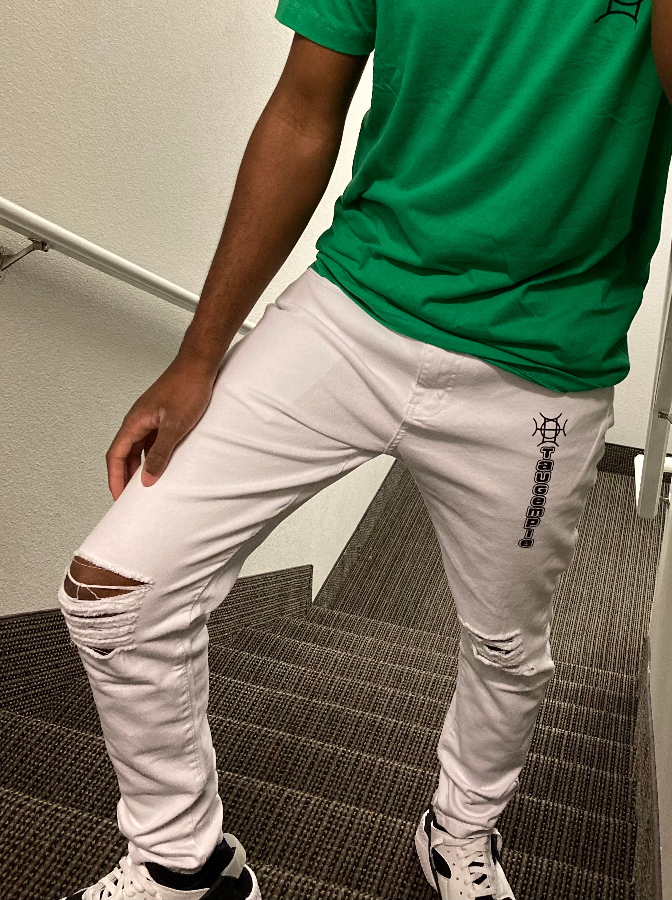 Clean. Sharp. Earned. Frost Discipline Denim is the all-white statement done with intention — distressed detail, branded logo, and a fit that commands respect without saying a word.