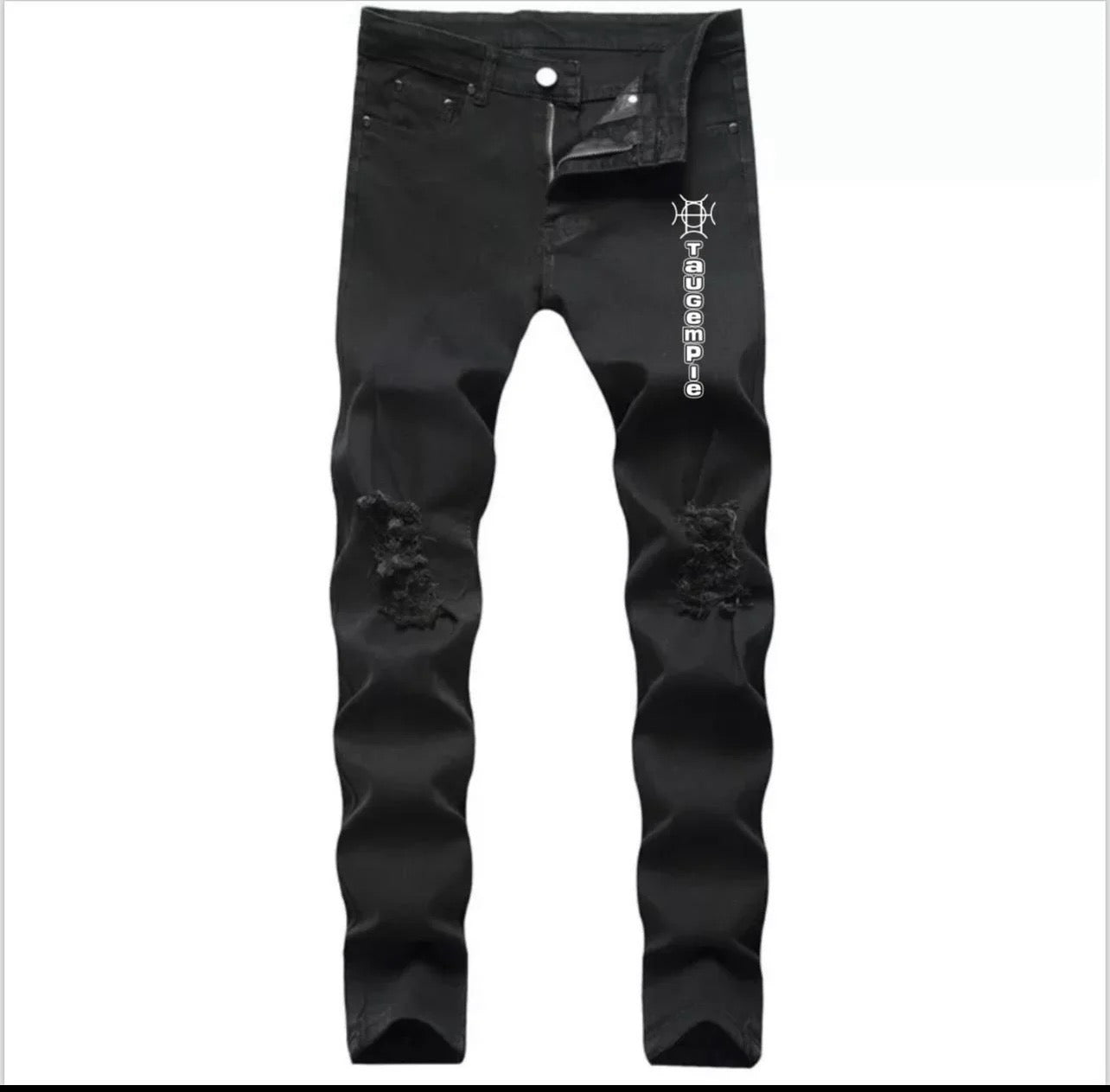 Dark. Deliberate. Done right. Onyx Discipline Denim is the after-hours essential — deep off-black with distressed detail and the TAUGEMPIE mark for the man who never cuts corners.