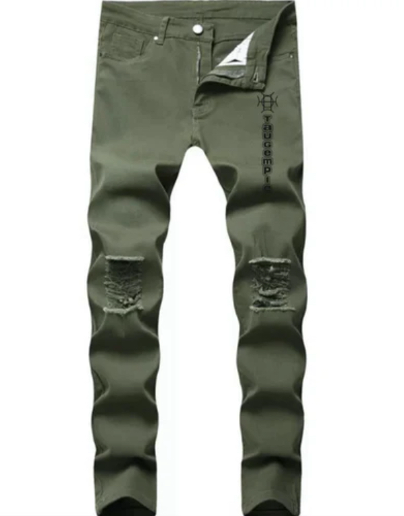 Built for the field and the culture. Terrain Discipline Denim channels military heritage into elevated streetwear — army green, distressed detail, and the TAUGEMPIE mark for the man who moves with purpose.