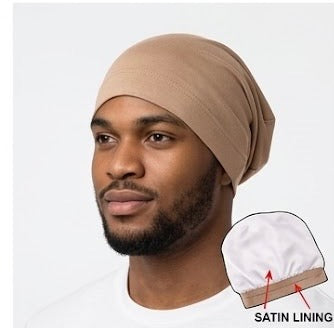 The Satin Crown Beanie in Dune is the one you reach for every day. A warm, versatile neutral wrapped in 90% cotton and 10% spandex for a fit that adapts to you — with a silky satin lining inside that protects your hair while you move through the world with ease.
