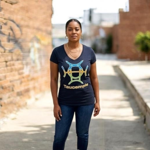 The Centric Crewneck | White | TAUGEMPIE Signature Logo V-Neck