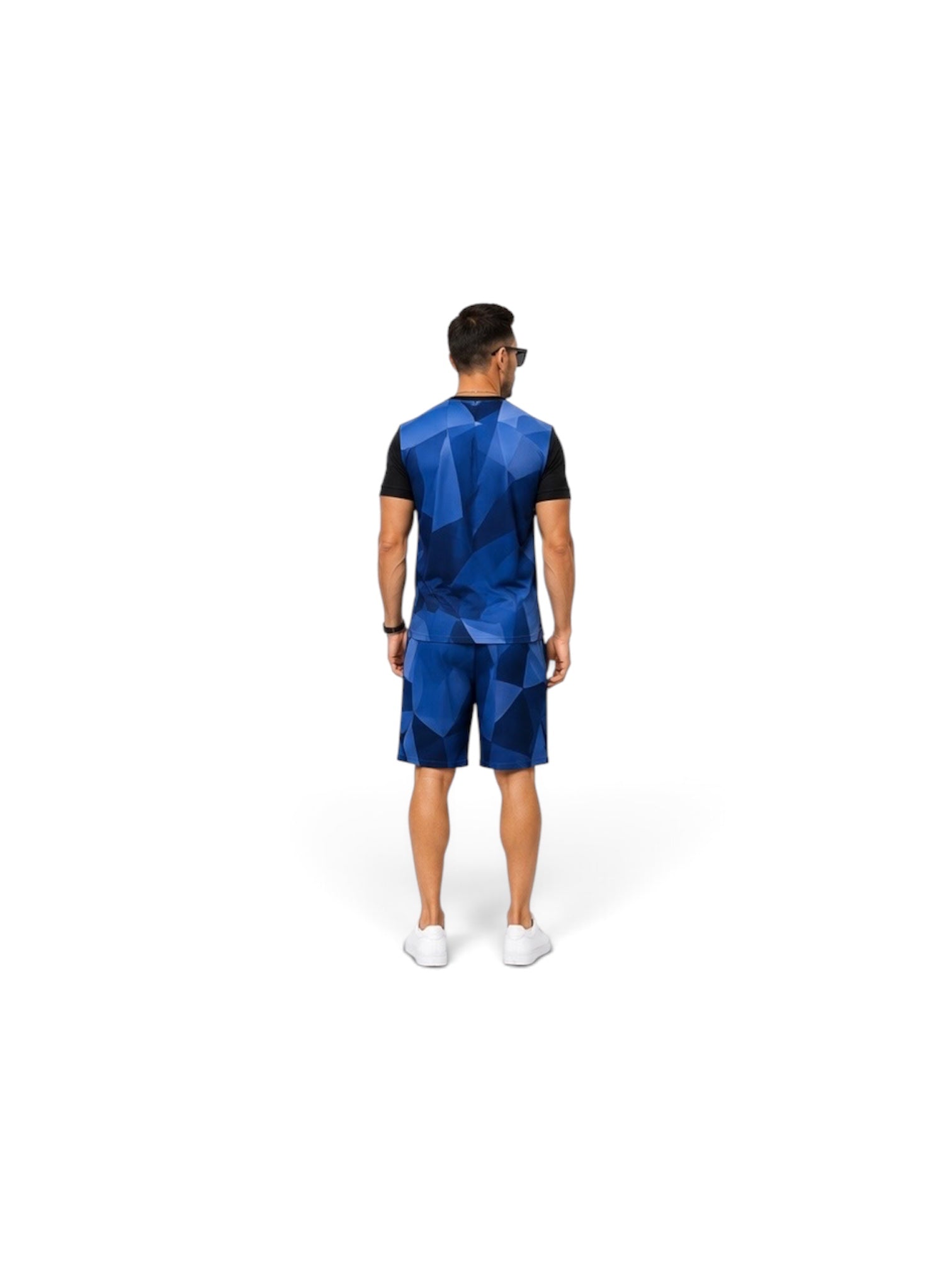 The Prism Set | Men's Two-Piece Shorts Set | Blue Geometric Print