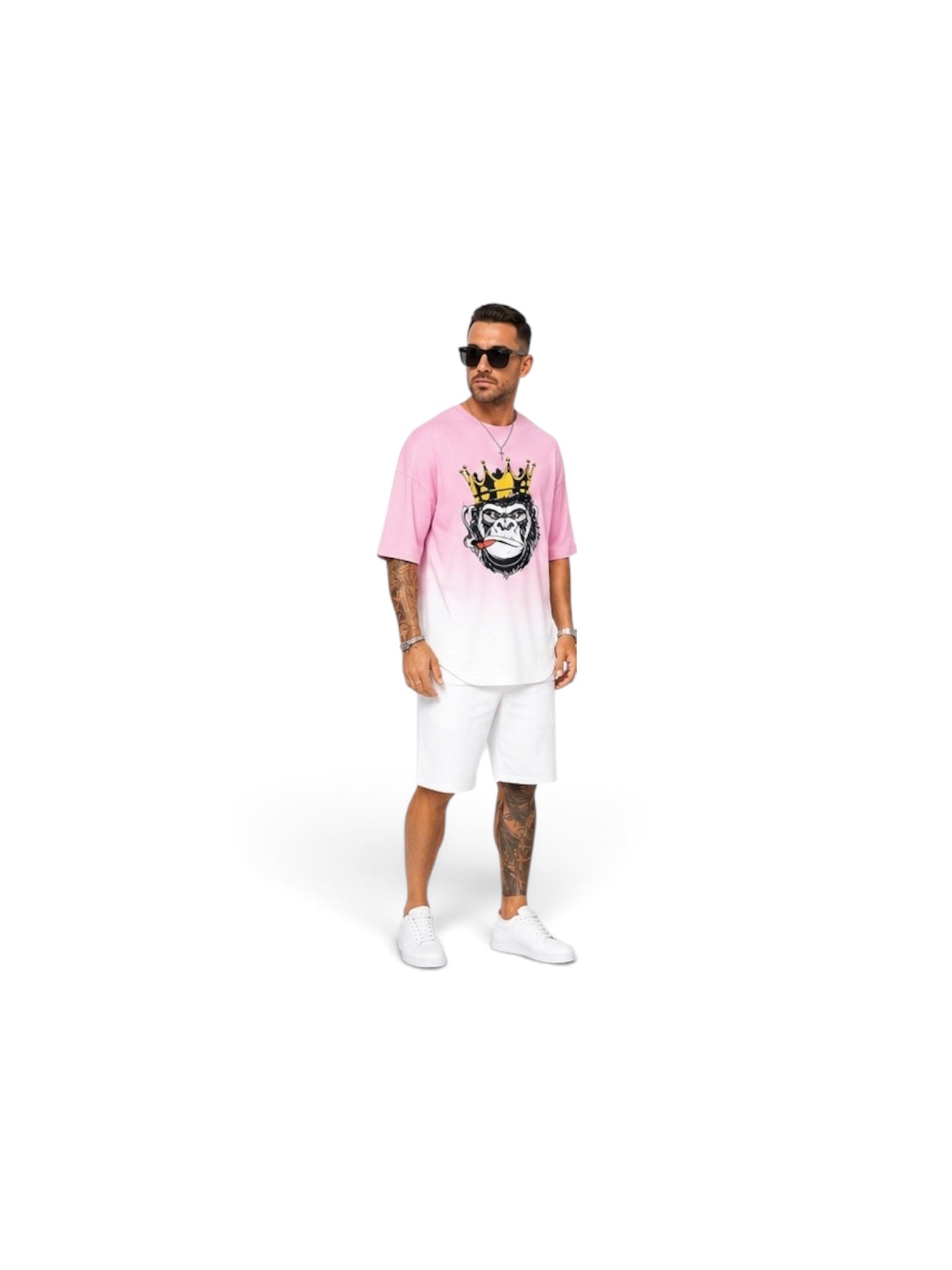 The Crown Set | Men’s Two-Piece Shorts Set | Pink Gradient Graphic