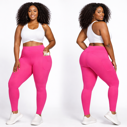 Fierce and functional. The Discipline Legging in Pink brings bold fuchsia energy to high-performance structure — compression waistband, side phone pocket, waist card pocket, and a fit that works as hard as you do.
