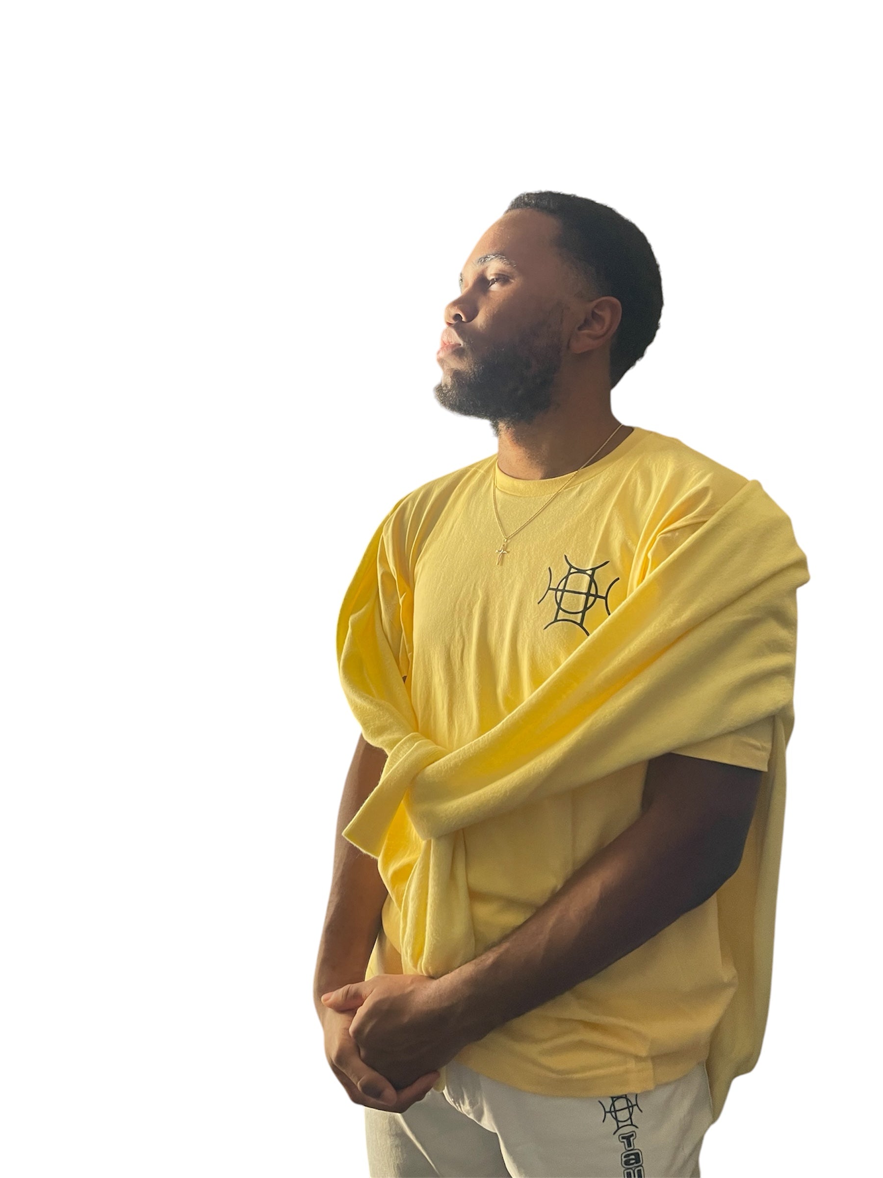 Light tone. Heavy presence. The Mark Crew in Yellow is the warm-weather essential — soft yellow cotton, TAUGEMPIE crest on the chest, full signature logo on the back, and energy that speaks for itself.