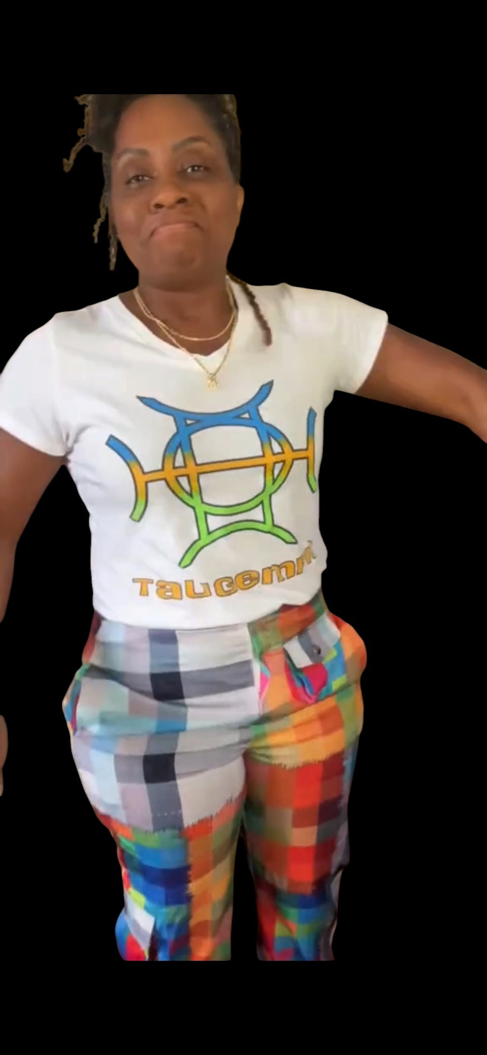 White is the ultimate foundation — and The Mark Tee in White builds on it with intention. A crisp 100% cotton v-neck in clean white carries the TAUGEMPIE signature logo graphic in blue, green, and gold across the chest — bold enough to lead, versatile enough to go anywhere.