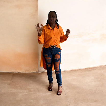Heat you can wear. The Voltage Jean in Orange brings neon fire to distressed denim — bold orange accent stitching, shredded detail, and a stretch fit that commands attention without asking for it.