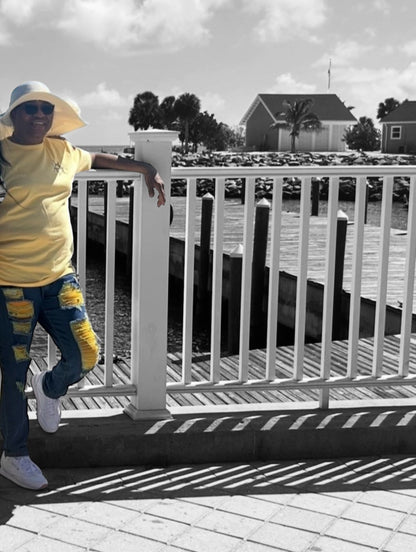Charged and unapologetic. The Voltage Jean in Yellow hits different — neon yellow accent stitching, shredded detail, and a fit that refuses to go unnoticed.